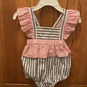 Sophie & Lucas, Baby Girl’s Ruffled Strappd Red, White & Blue Sunsuit, 6 Mos.